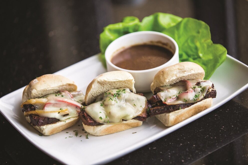 sliders with a side of au jus