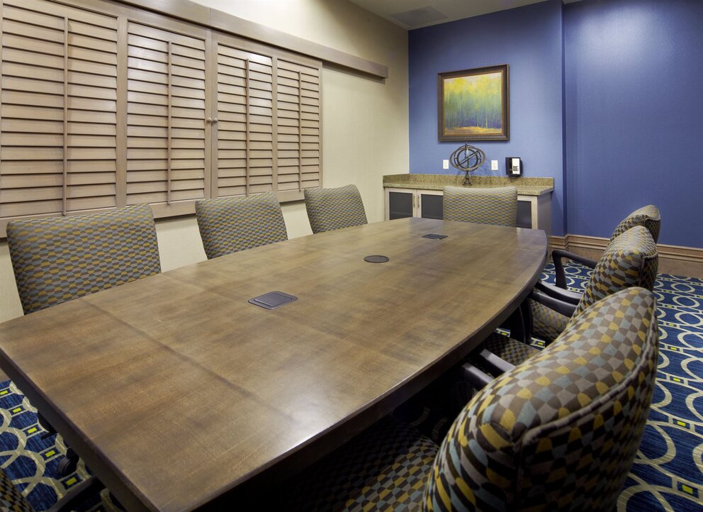 Spacious boardroom at Texarkana Convention Center with modern meeting table and seating