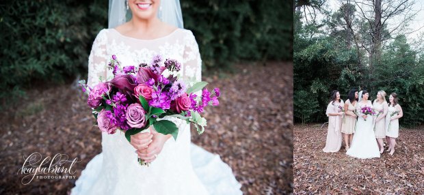 Bride holding bouquet of flowers at Texarkana wedding venue with outdoor photo backdrop.