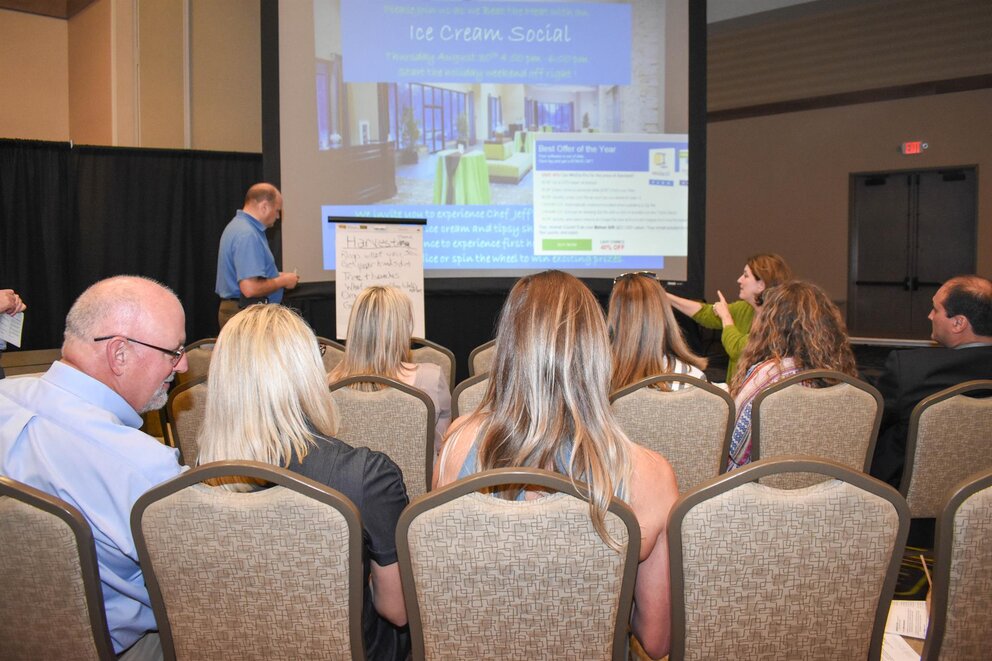 Group watching a presentation at Texarkana Convention Center