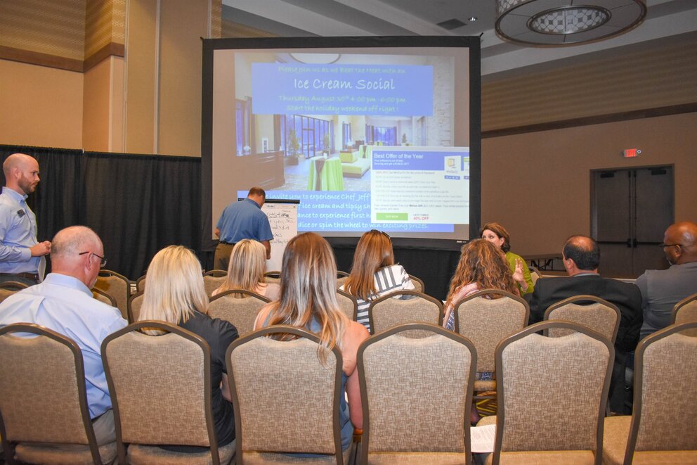 Corporate group watching a presentation at Texarkana Convention Center