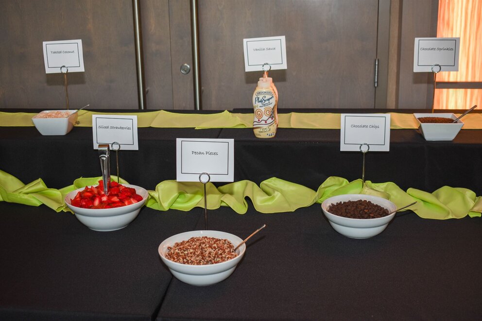 Ice Cream Social toppings on table at Texarkana Convention Center